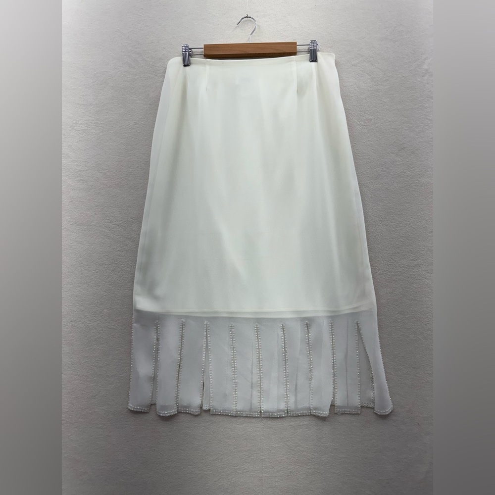 J.B.S LTD Women’s 0X Skirt Off White Fringe With Rhinestones Midi Vintage